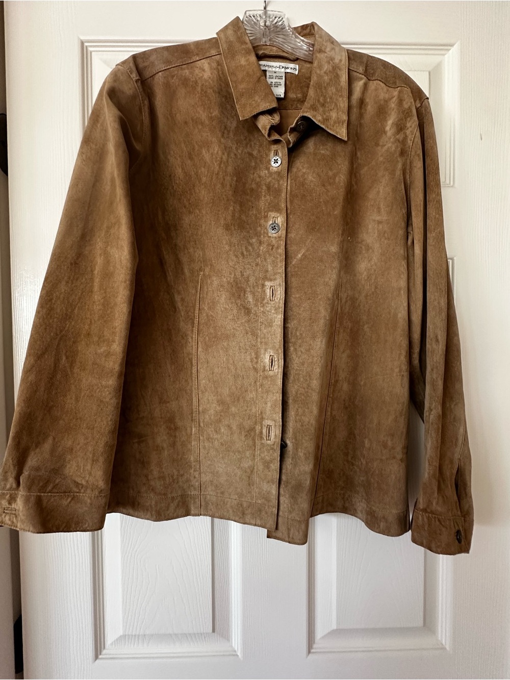 Women's Suede Button-Front Jacket in Tan